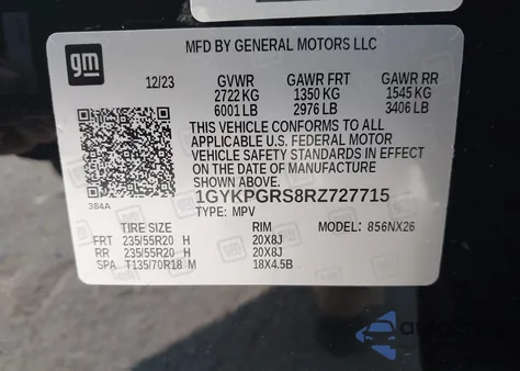 2024 Cadillac Xt6 Awd Sport из США, поврежденный, VIN 1GYKPGRS8RZ727715